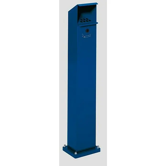 Proregal Asche-Mülleimer robust mit Schloss und Bodenplatte - 2 l, Stahl, Blau