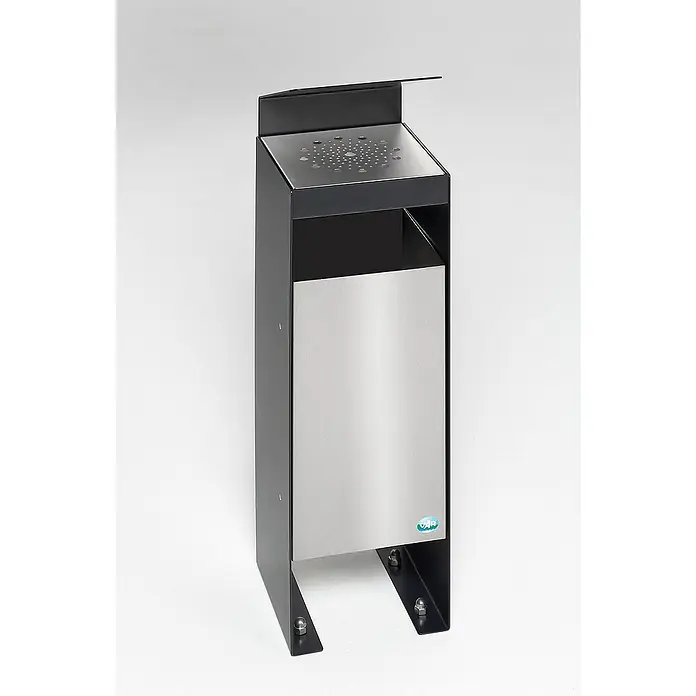 Proregal Asche-Mülleimer robust mit Dach - 60 l, Stahl, Schwarz