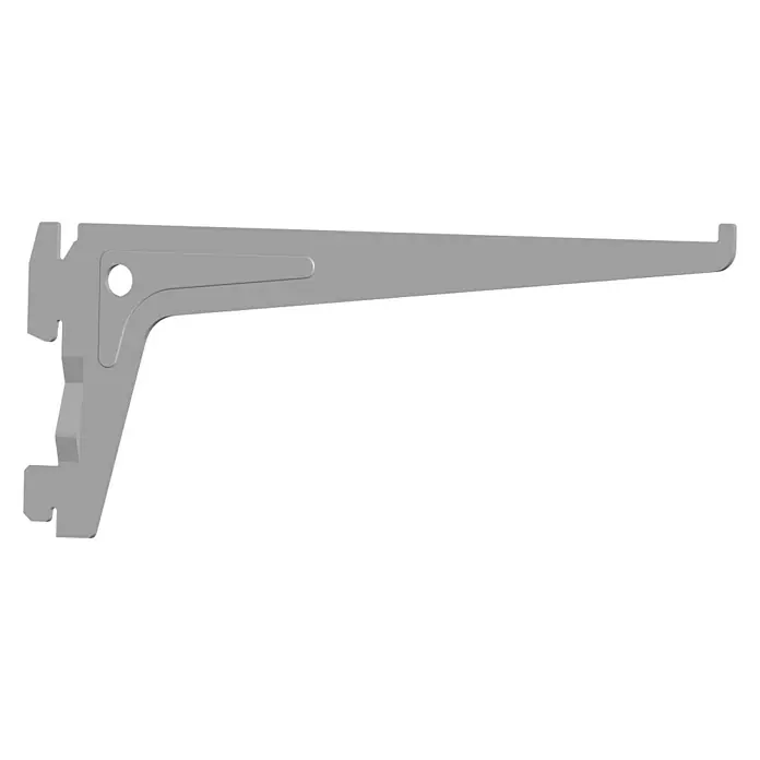 Element System Pro-Träger S 50 - Länge: 20 cm, Weiß/Aluminium, Belastbarkeit: 60 kg - Graue Regalhalterung zur Befestigung eines Regals an der Wand. Die Halterung ist aus Metall und hat eine stabile Konstruktion.