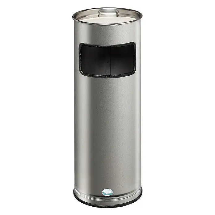 Proregal Asche-Mülleimer mit Kantenschutz - 69,2 l, Edelstahl, Silber