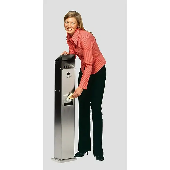 Proregal Asche-Mülleimer Standsäule für Außenbereich - Edelstahl, Edelstahl