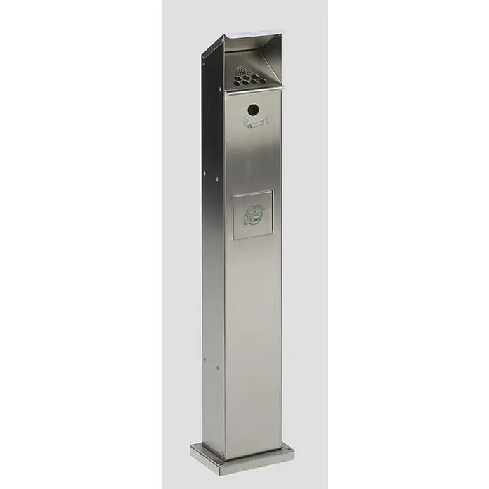 Proregal Asche-Mülleimer Standsäule für Außenbereich - Edelstahl, Edelstahl