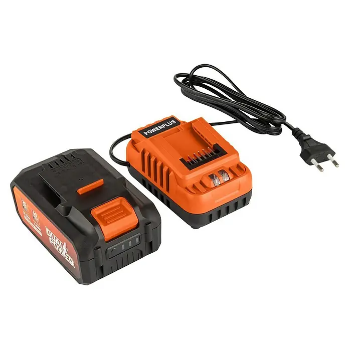 PowerPlus Cortacésped de batería POWDPGLMS7 - 20 V - 40 V, 1 batería, 2,5 Ah - 5 Ah, Ancho de corte: 32 cm - Paquete de baterías y cargador Powerplus, ideal para cargar baterías de herramientas.