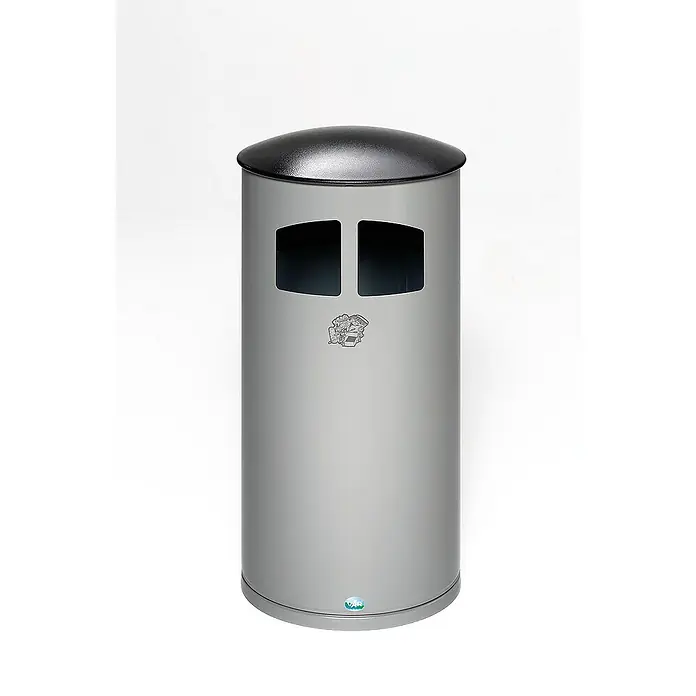Proregal Asche-Mülleimer robust mit Deckel + Inneneinsatz - Stahl, Grau