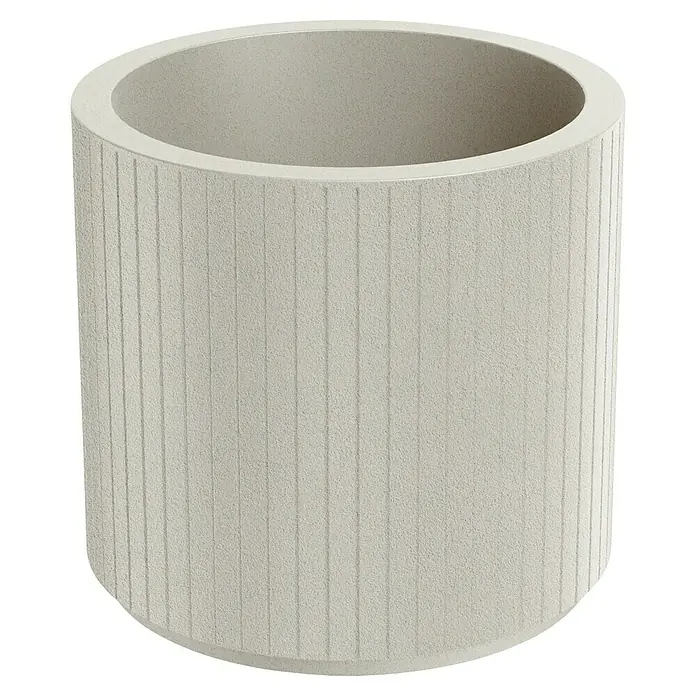 ETHICK Pflanztopf Coro - Außenmaß (Ø x H): 48 x 45 cm, Kunststoff, Sand - Nahaufnahme eines zylinderförmigen Pflanzgefäßes mit vertikalen Rillen und einer sanften, hellen Farbe.