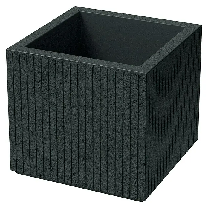ETHICK Pflanzkübel eckig Coro - 1 Stk., Außenmaß (L x B x H): 40 x 40 x 36 cm, Kunststoff, Dunkelgrau - Schwarzer, gerillter Pflanzkübel in Würfelform. Ideal für den Garten oder Innenbereich, um Pflanzen stilvoll in Szene zu setzen.