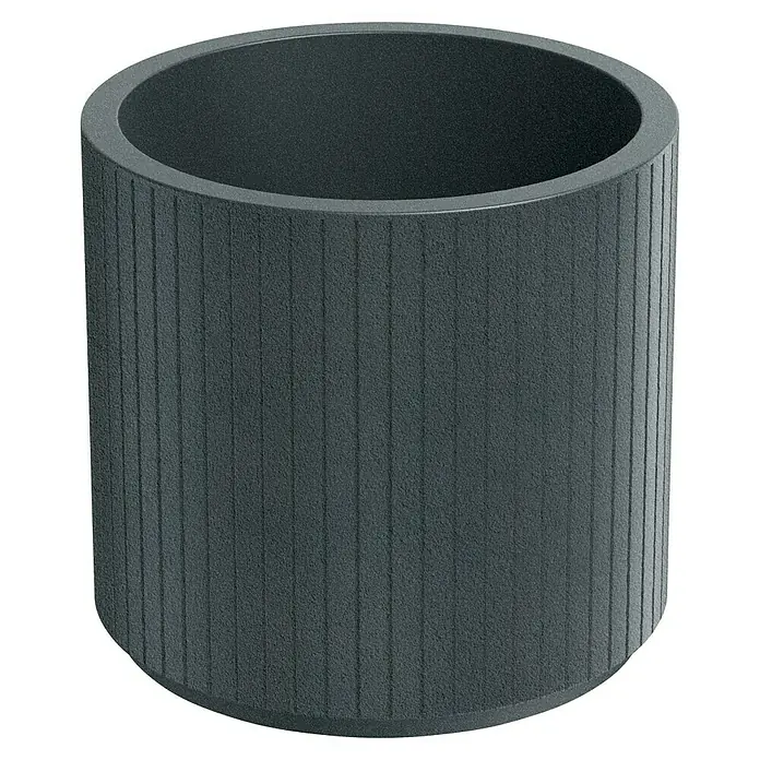 ETHICK Pflanztopf Coro - Außenmaß (Ø x H): 40 x 36 cm, Kunststoff, Graphit - Anthrazitfarbener, zylindrischer Pflanzkübel mit vertikalen Rillen. Robustes Design für den Außenbereich, ideal zur Gartengestaltung.
