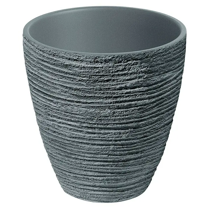 ETHICK Pflanztopf Defora - Außenmaß (Ø x H): 40 x 40 cm, Kunststoff, Betongrau - Nahaufnahme eines grauen Pflanzgefäßes mit strukturierter Oberfläche, ideal für den Innen- und Außenbereich zur stilvollen Präsentation von Pflanzen.