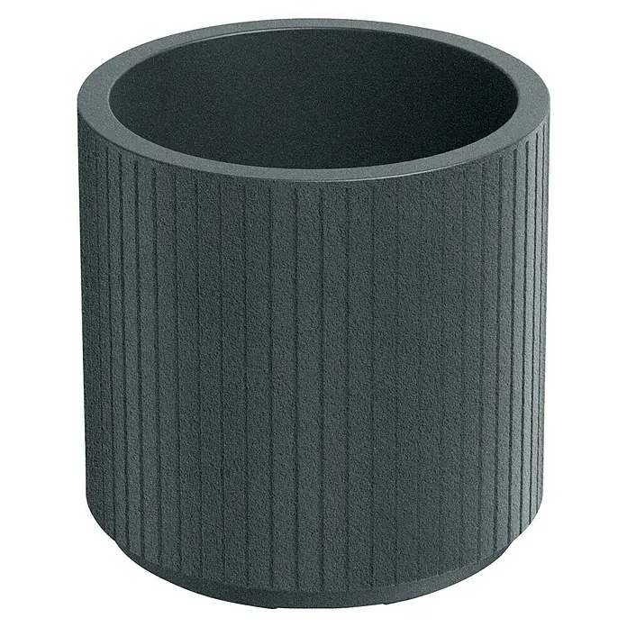 ETHICK Pflanztopf Coro - Außenmaß (Ø x H): 30 x 30 cm, Kunststoff, Graphit - Abgebildeter Beton-Blumentopf mit vertikalen Rillen. Ideal für den Außenbereich, robust und stilvoll.