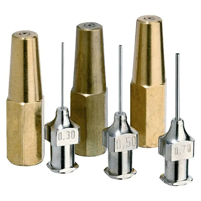 Rothenberger Industrial Set de pinzas de fijación Roxy - 6 pzs., Específico para: Rothenberger máquinas de soldar Roxy - Imagen de boquillas de aerógrafo en varios tamaños, esenciales para aplicaciones de pintura precisas.