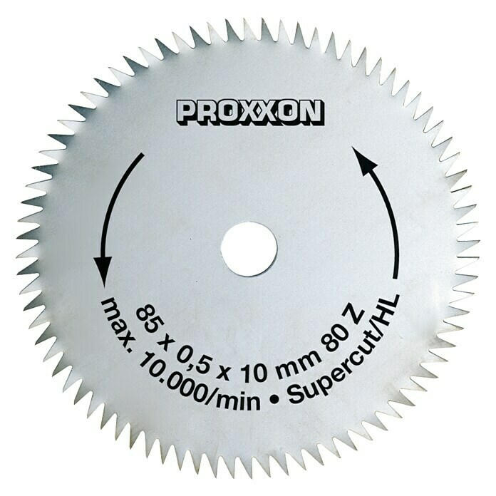 Proxxon Kreissägeblatt Super-Cut No 28731 (Durchmesser: 85 mm, Durchmesser Aufnahmebohrung: 10 mm, Chrom-Vanadium-Stahl)