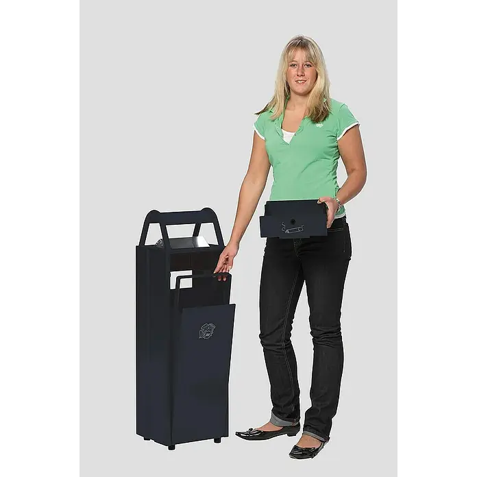 Proregal Asche-Mülleimer mit Schloss und Blenden - 35 l, Stahl, Anthrazit