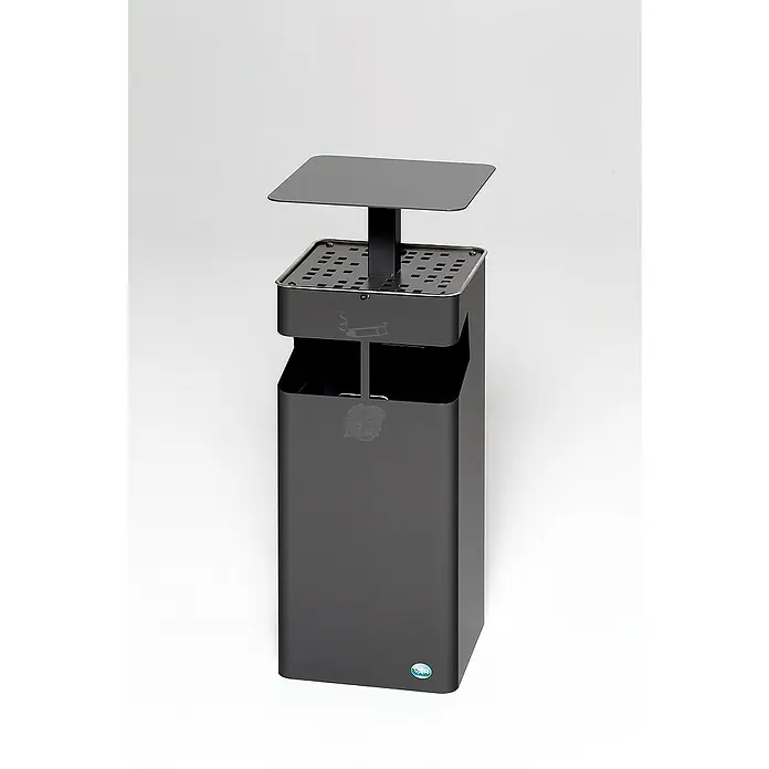 Proregal Asche-Mülleimer Schutzdach und Sieb - 38 l, Stahl, Eisenglimmer