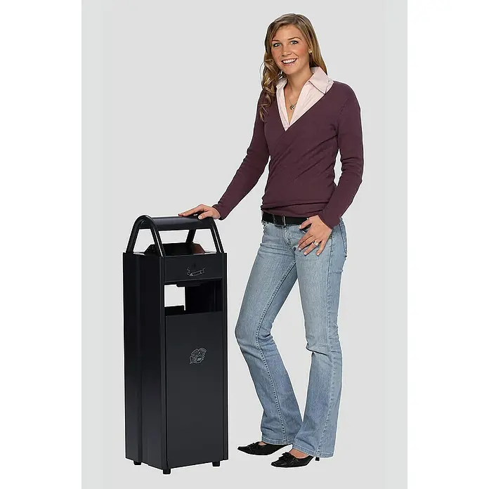 Proregal Asche-Mülleimer mit Schloss und Blenden - 35 l, Stahl, Anthrazit
