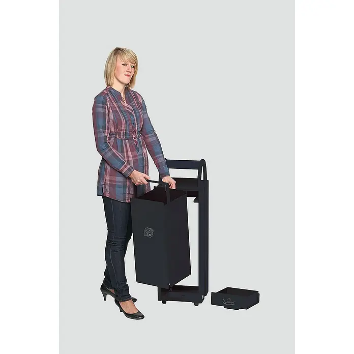 Proregal Asche-Mülleimer mit Schloss und Blenden - 35 l, Stahl, Anthrazit