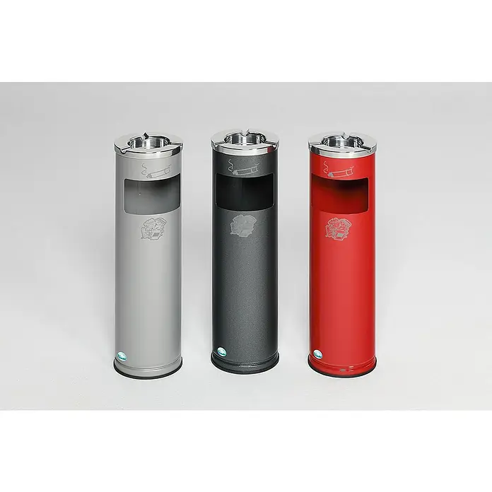 Proregal Asche-Mülleimer robust mit poliertem Aschereinsatz - 11,6 l, Stahl, Grau