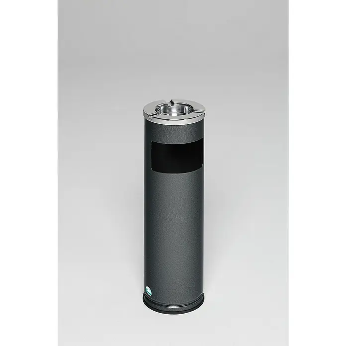 Proregal Asche-Mülleimer robust mit poliertem Aschereinsatz - 11,6 l, Stahl, Grau