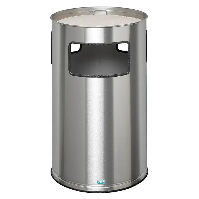 Proregal Asche-Mülleimer mit Kantenschutz - 69,2 l, Edelstahl, Silber