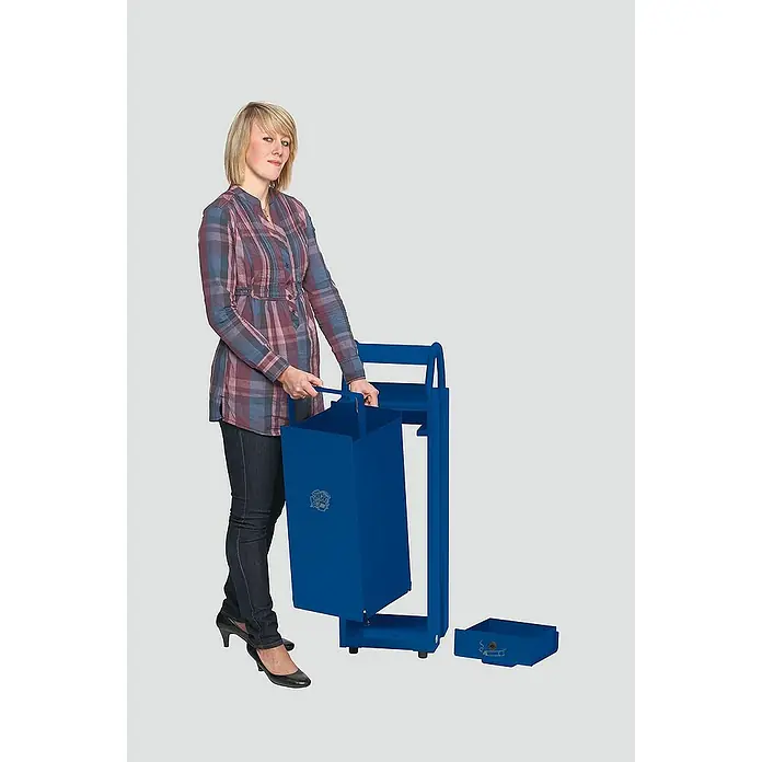 Proregal Asche-Mülleimer mit Schloss und Blenden - 35 l, Stahl, Blau