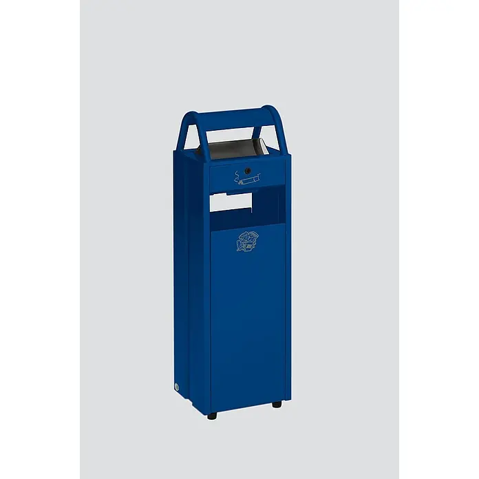 Proregal Asche-Mülleimer mit Schloss und Blenden - 35 l, Stahl, Blau
