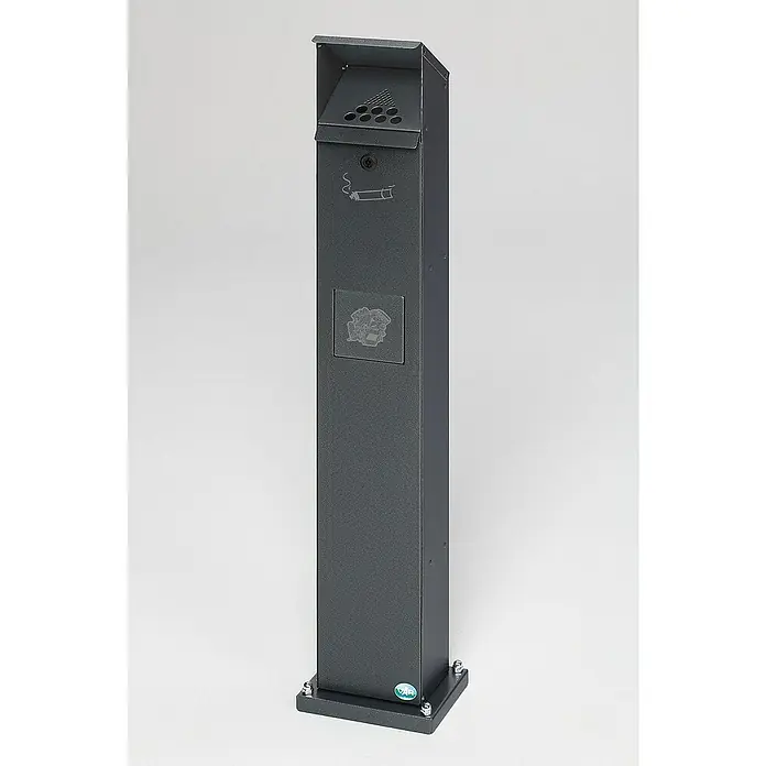 Proregal Asche-Mülleimer Standsäule für Außenbereich - Stahl, Grau