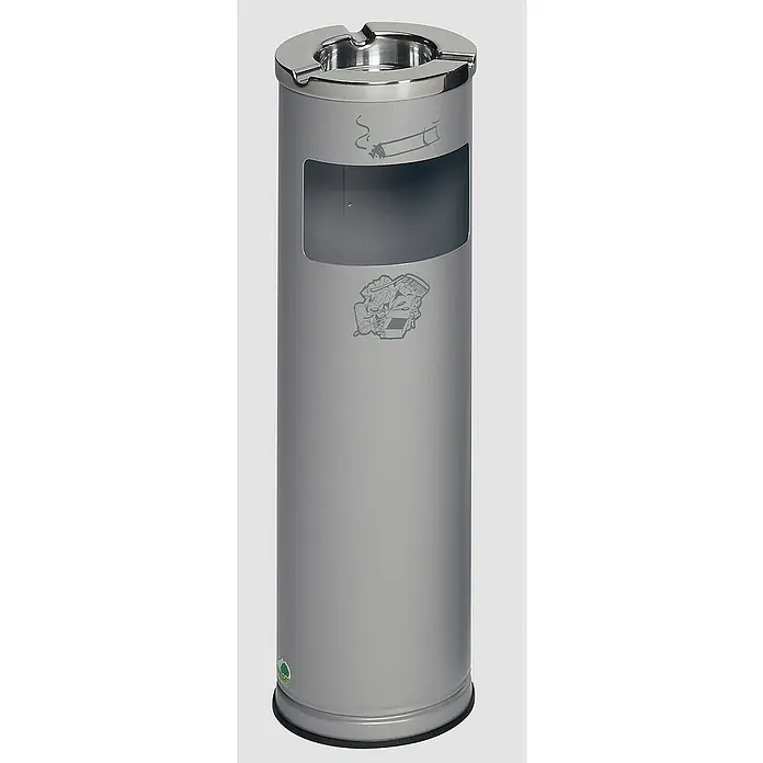 Proregal Asche-Mülleimer robust mit poliertem Aschereinsatz - 11,6 l, Stahl, Silber