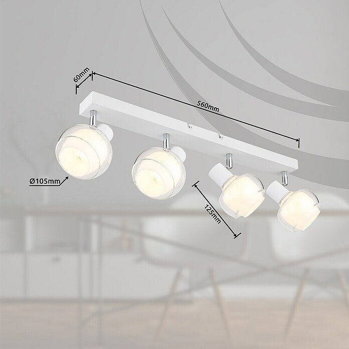 Globo Stropni reflektor Tokky  (40 W, Do x Š x V: 560 x 105 x 135 mm, Bela, E14) | Stropni reflektorji | Reflektorji in žarometi | Svetila | Elektro in svetila | Izdelki | BAUHAUS