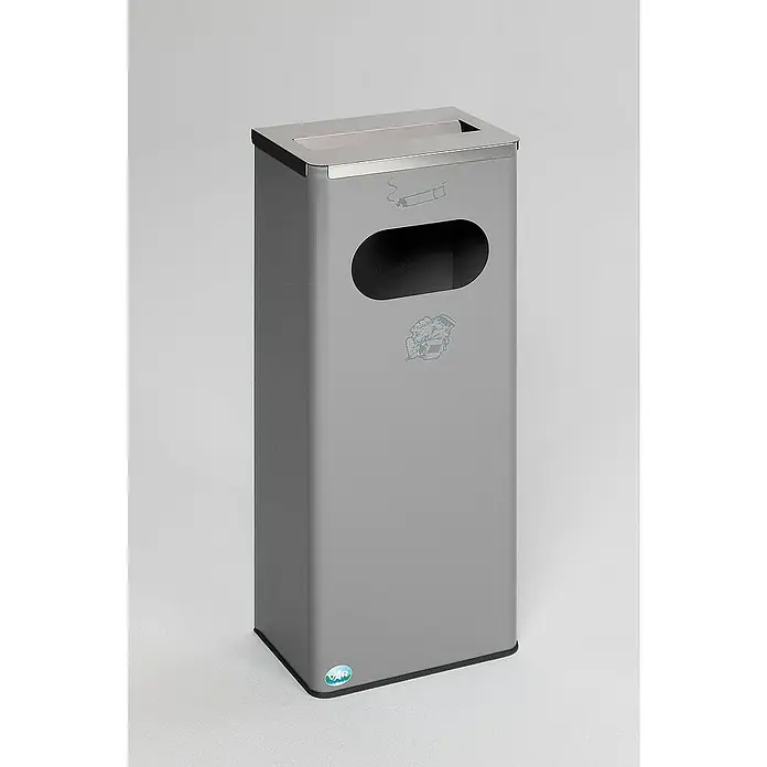 Proregal Asche-Mülleimer robust mit Edelstahl-Abdeckung - Stahl, Silber