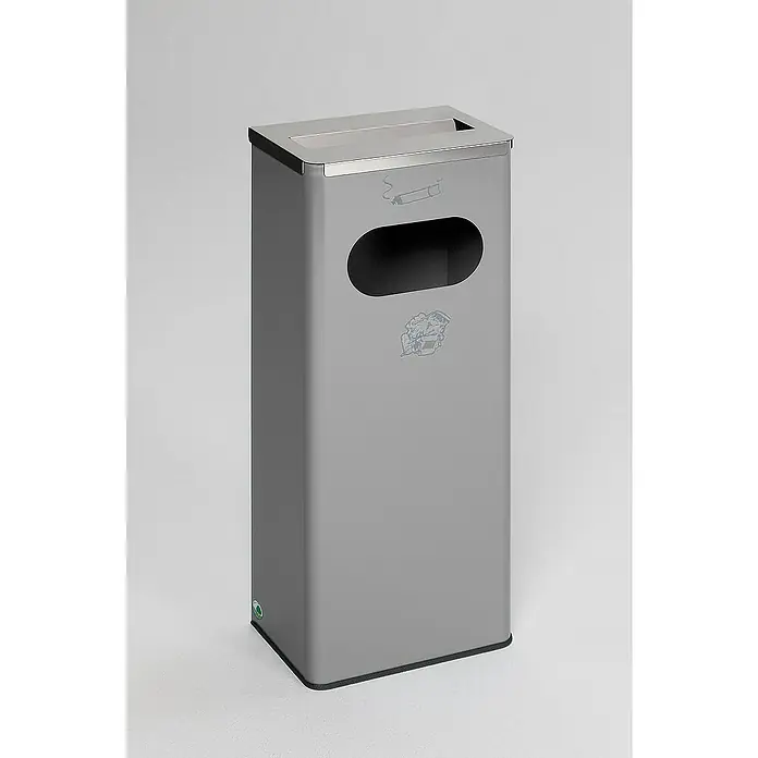 Proregal Asche-Mülleimer robust mit Edelstahl-Abdeckung - Stahl, Silber
