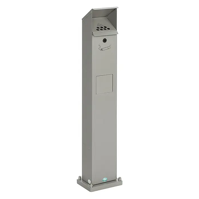 Proregal Asche-Mülleimer Standsäule für Außenbereich - Stahl, Silber