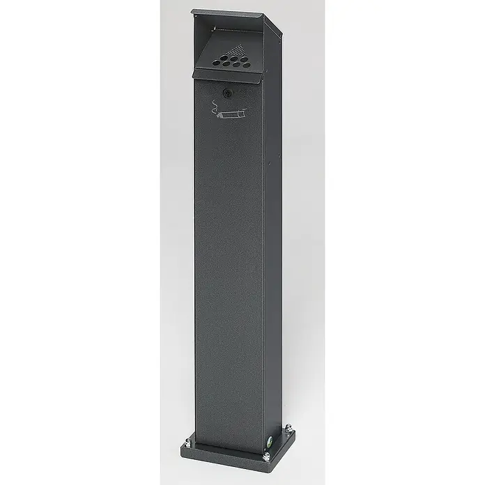 Proregal Asche-Mülleimer robust mit Schloss und Bodenplatte - 2 l, Stahl, Grau
