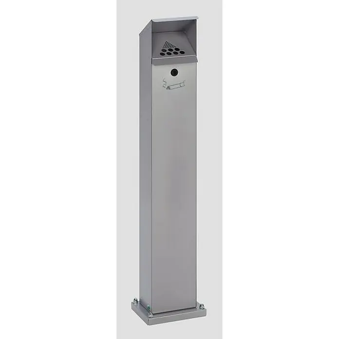 Proregal Asche-Mülleimer robust mit Schloss und Bodenplatte - 2 l, Stahl, Silber
