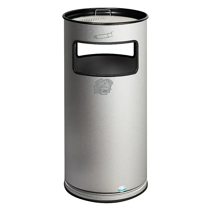 Proregal Asche-Mülleimer mit Kantenschutz - 37,3 l, Edelstahl, Silber