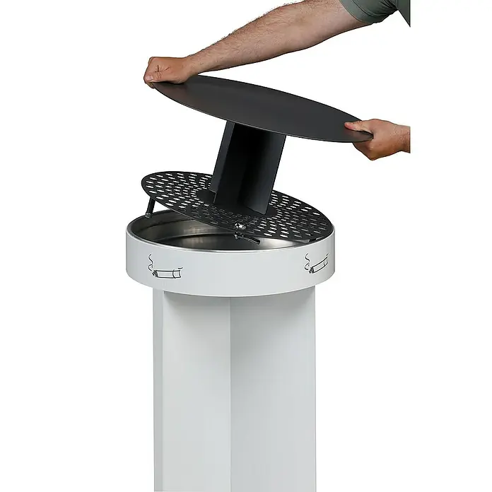 Proregal Asche-Mülleimer robust - Stahl, Weiß