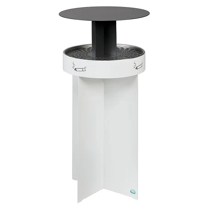 Proregal Asche-Mülleimer robust - Stahl, Weiß