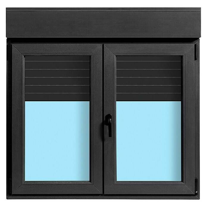 Ventana de PVC practicable-oscilobatiente (120 x 118 cm, Derecha, Gris grafito, Con persiana de PVC) | BAUHAUS