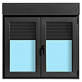 Ventana de PVC practicable-oscilobatiente (120 x 118 cm, Derecha, Gris grafito, Con persiana de PVC)