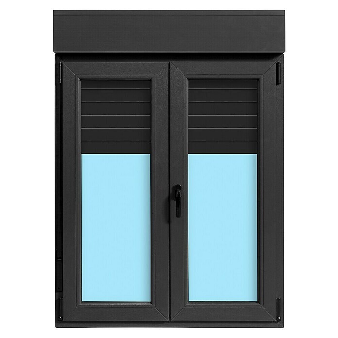 Ventana de PVC practicable-oscilobatiente (100 x 138 cm, Derecha, Gris grafito, Con persiana de PVC) | BAUHAUS