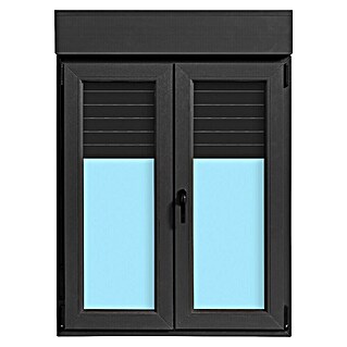 Ventana de PVC practicable-oscilobatiente (100 x 138 cm, Derecha, Gris grafito, Con persiana de PVC)