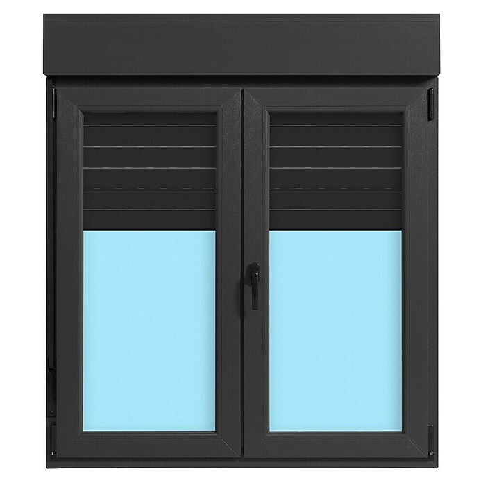 Ventana de PVC practicable-oscilobatiente (120 x 138 cm, Derecha, Gris grafito, Con persiana de PVC) | BAUHAUS
