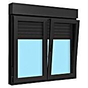 Ventana de PVC practicable-oscilobatiente (140 x 138 cm, Derecha, Gris grafito, Con persiana de PVC) | BAUHAUS