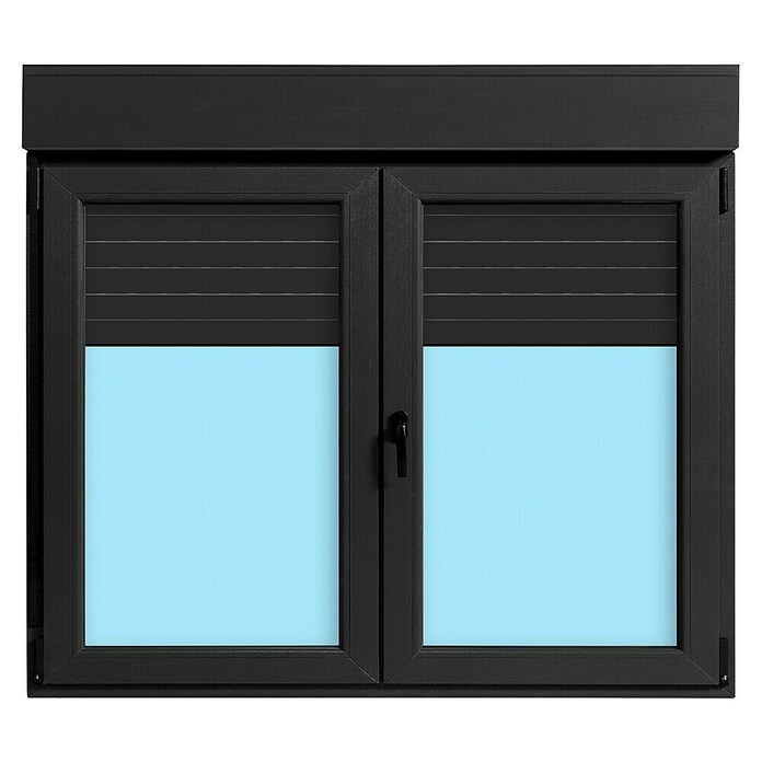 Ventana de PVC practicable-oscilobatiente (140 x 118 cm, Derecha, Gris grafito, Con persiana de PVC) | BAUHAUS