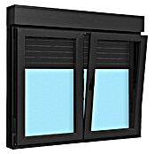 Ventana de PVC practicable-oscilobatiente (140 x 118 cm, Derecha, Gris grafito, Con persiana de PVC) | BAUHAUS