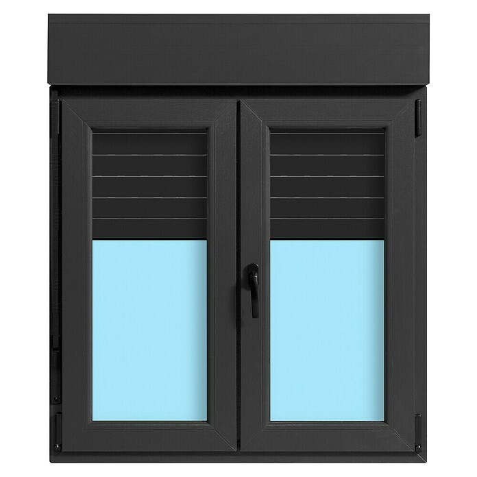 Ventana de PVC practicable-oscilobatiente (105 x 118 cm, Derecha, Gris grafito, Con persiana de PVC) | BAUHAUS