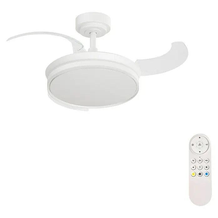 Arte confort Ventilador de techo Tivar S - Blanco, 91 cm, 30 W, Blanco cálido - Ventilador de techo blanco moderno con mando a distancia para controlar la iluminación y los ajustes del ventilador.