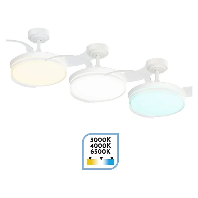 Arte confort Ventilador de techo Tivar S - Blanco, 91 cm, 30 W, Blanco cálido - Ventilador de techo con iluminación LED en diferentes temperaturas de color para un ambiente agradable.