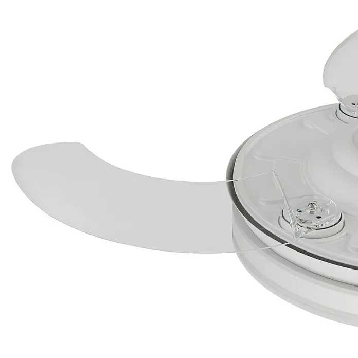 Arte confort Ventilador de techo Tivar S - Blanco, 91 cm, 30 W, Blanco cálido - Primer plano de una tapa transparente para electrodomésticos de cocina, centrada en diseño y función.