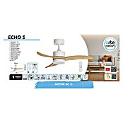 Arte confort Ventilador de techo Echo S (Blanco/Madera, 91 cm, 26,3 W, Blanco cálido) | BAUHAUS