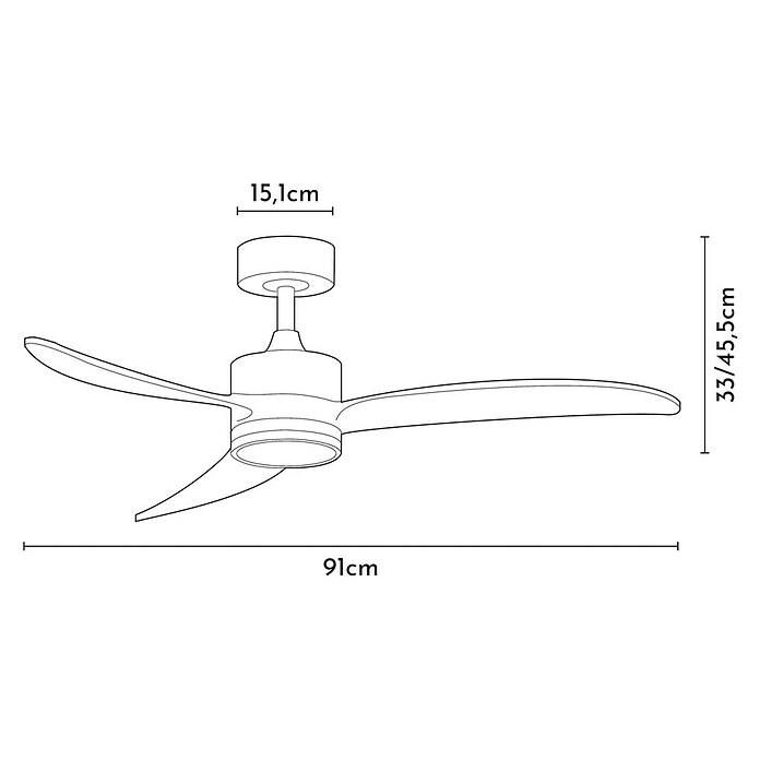 Arte confort Ventilador de techo Echo S (Blanco/Madera, 91 cm, 26,3 W, Blanco cálido) | BAUHAUS