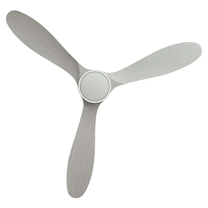 Arte confort Ventilador de techo Kenia - Roble gris, 132 cm, 34 W, Blanco cálido - Ventilador de techo de tres aspas con acabado en madera y un centro redondo de color claro.